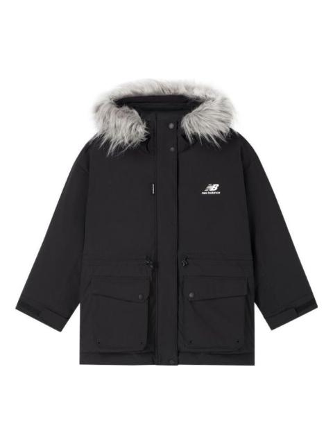 (WMNS) New Balance Warm Long Down Jacket 'Black Grey' AWJ24305-BK