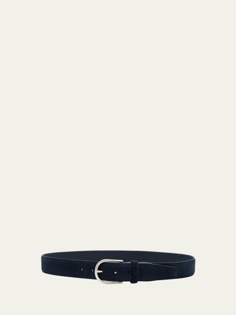 Men's Suede Round-Buckle Belt