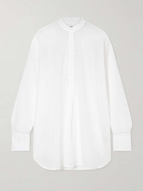 Embroidered organic cotton-voile shirt White