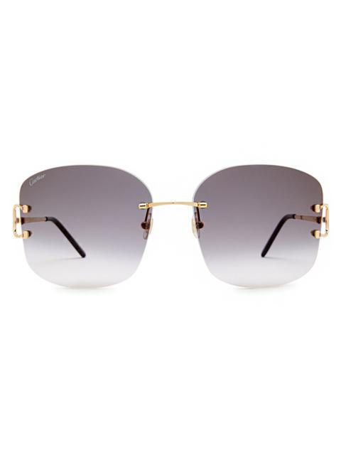 Cartier Signature C De Cartier Rimless Oversized Sunglasses