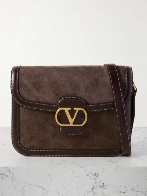 9to5 leather-trimmed suede shoulder bag Chocolate