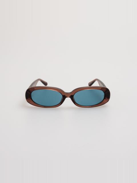 Cara Oval Sunglasses in Brown and Aqua