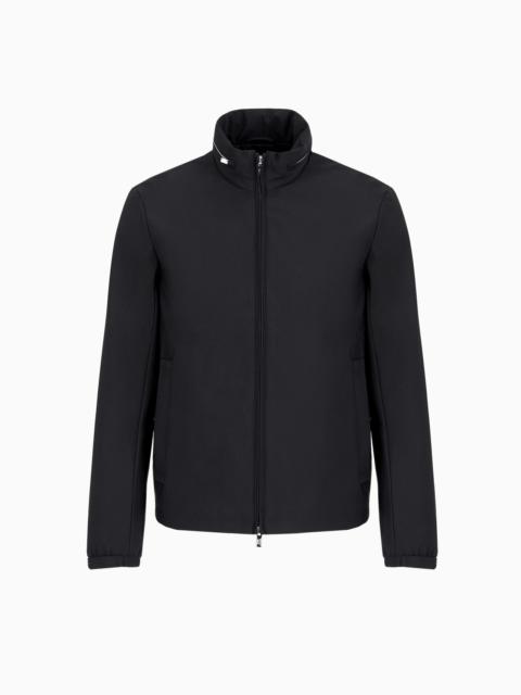 Full-zip nylon blouson with stowaway hood