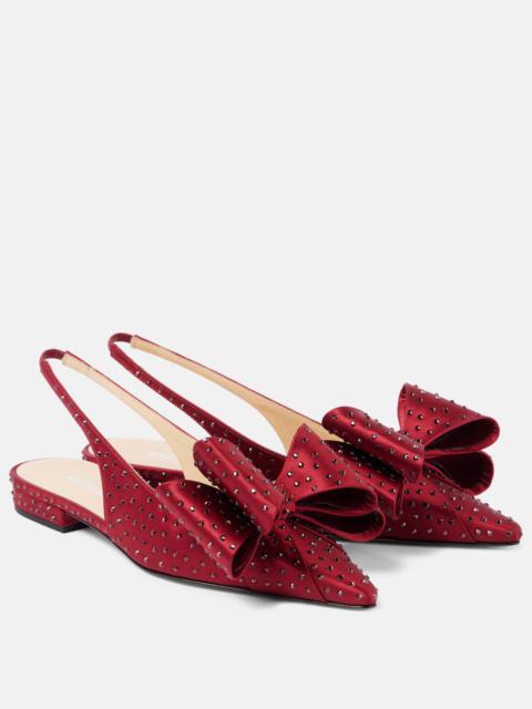 Le Cadeau embellished satin slingback flats