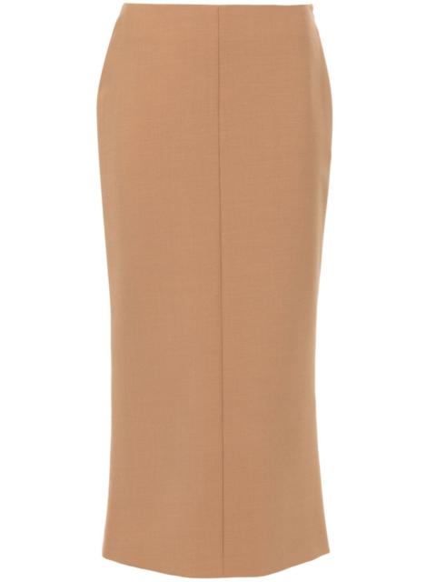 high-waisted midi pencil skirt