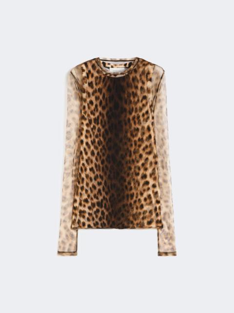Animal-print bi-material top - BEIGE SHADED
