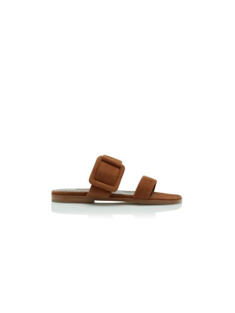 Brown Suede Flat Sliders
