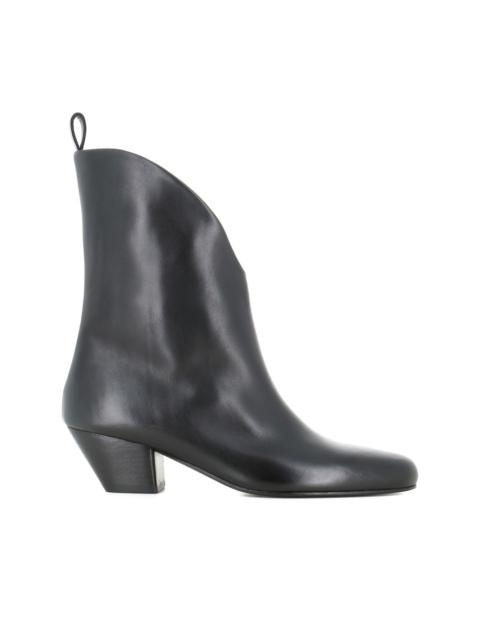 v-cut leather boots