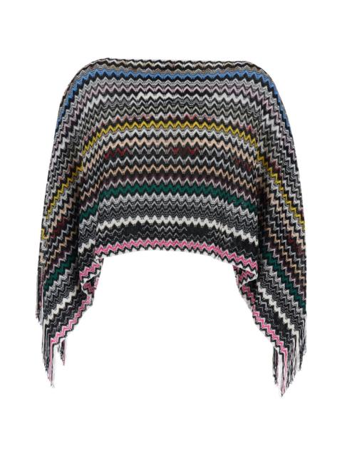 fringe zigzag poncho