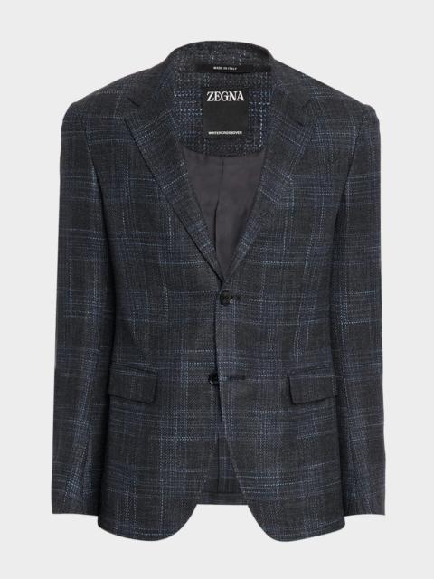 Men's Winter Crossover Check Single-Breasted Sport Coat