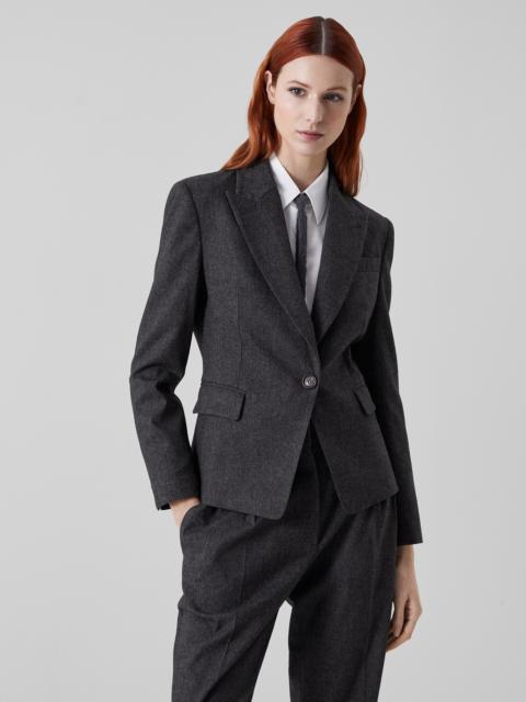 Techno virgin wool retro flannel blazer with monili