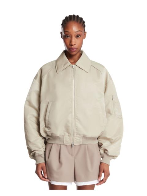 Beige Nylon Bomber Jacket