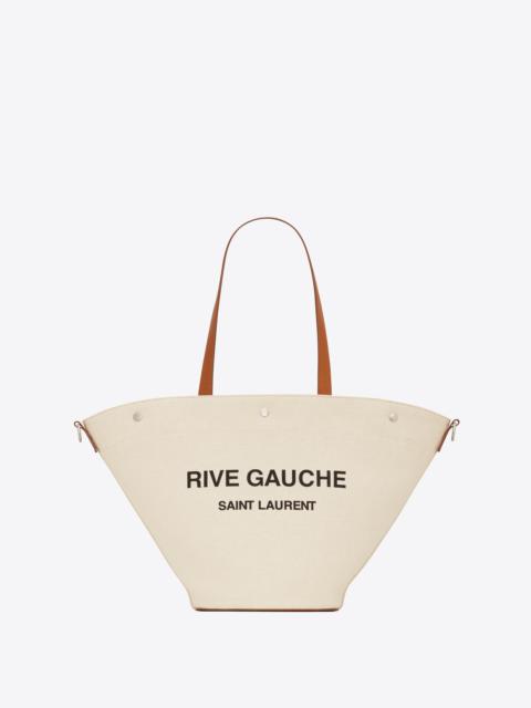 rive gauche tote bag in canvas and vintage leather