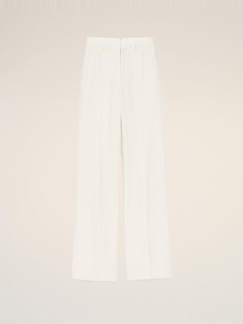 WHITE BLENDED LINEN LOW WAIST STRAIGHT PANT