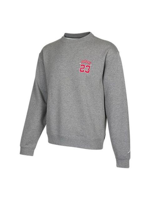 Men's Air Jordan Embroidered Logo Sports Pullover Round Neck Gray DR6421-091