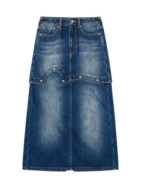 Logo Print Fashion Fit Detachable Denim Skirt