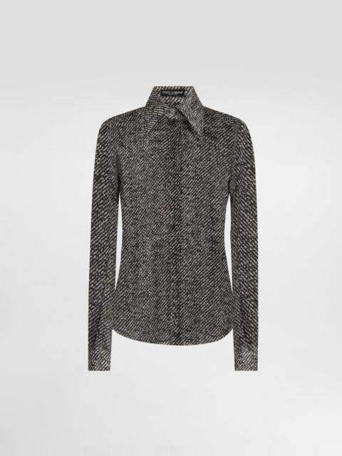 Silk chiffon shirt with bouclé print