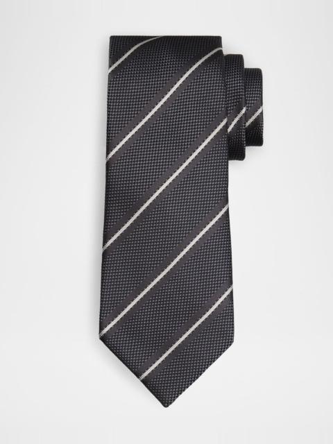 Men's Two-Tone Regimental Diagonal Stripe Silk Tie