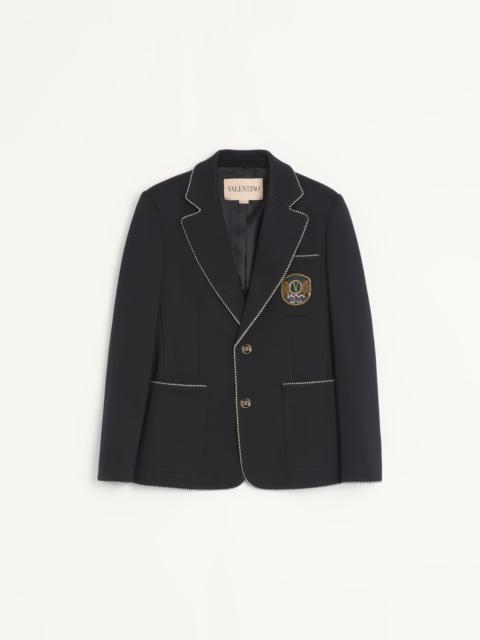 VALENTINO SINGLE-BREASTED WOOL JACKET WITH VALENTINO PATCH