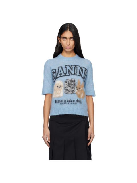 Blue Fine Brushed Alpaca Puppies T-shirt