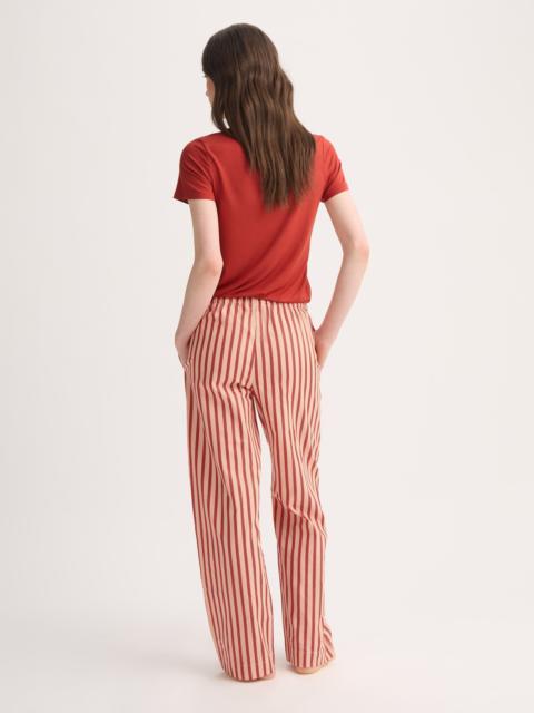 Women's Lounge Pants Capri Cotton Batiste Red & Peach Stripe