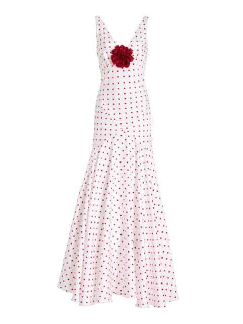 Polka-Dot Silk-Twill Maxi Dress print