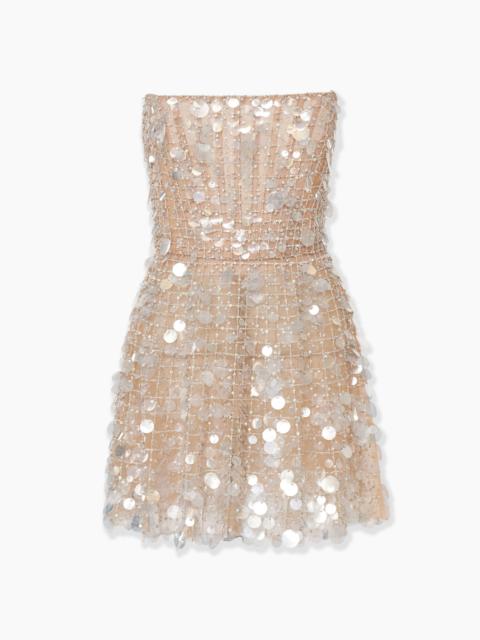 Crystal-Embroidered Bustier Mini Dress