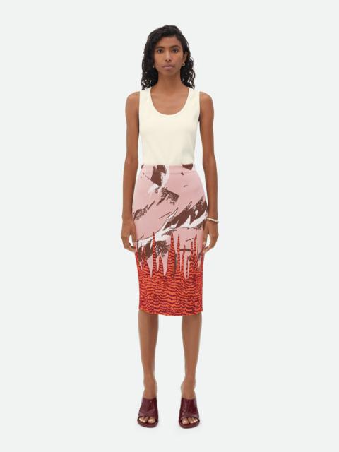 Graphic Viscose Jacquard Midi Skirt