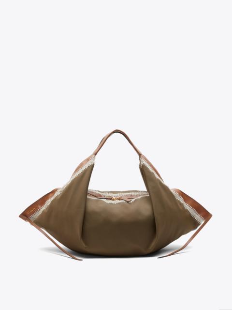 Nylon Luna Medium Bag with Contrast Stitch