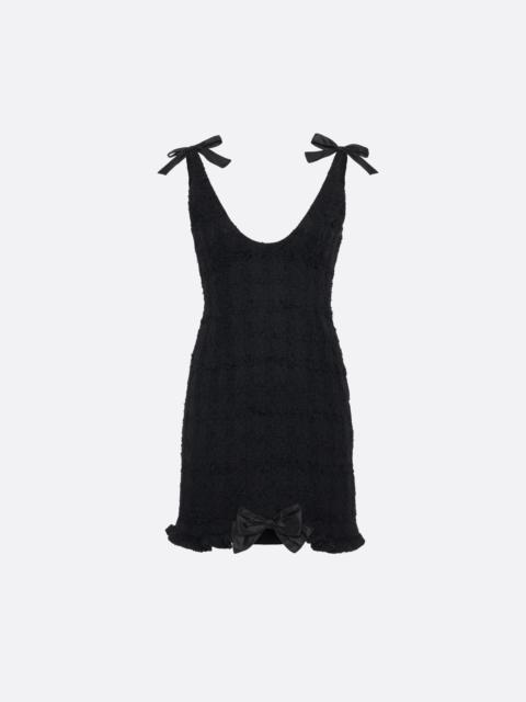 CHECK TWEED BOUCLÉ MINI DRESS WITH BOWS