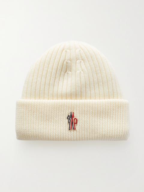 Appliqued Padded Ribbed Wool Beanie