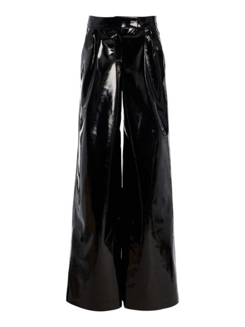 Leather wide Leg Pants black