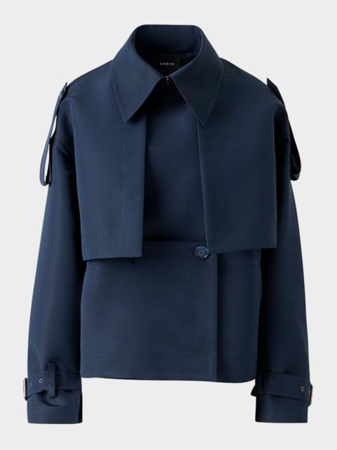 David Duo Ottoman Silk Duo Trench Coat With Bolero