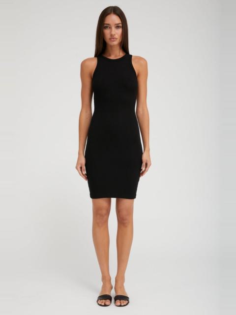 BLACK RIB RACER PENCIL DRESS