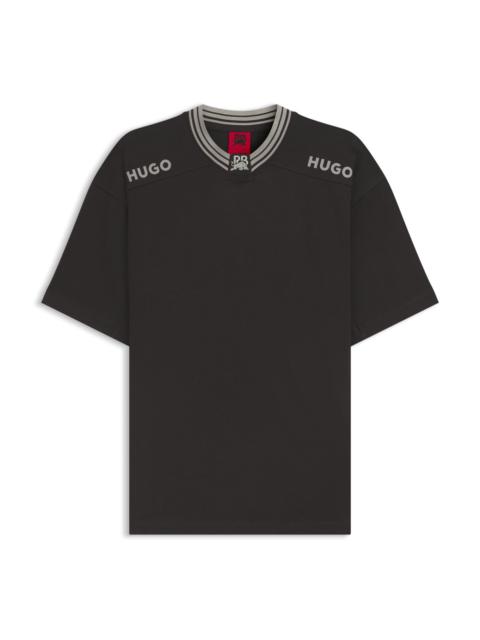 HUGO X RB COTTON T-SHIRT WITH TIPPING AND LOGOS
