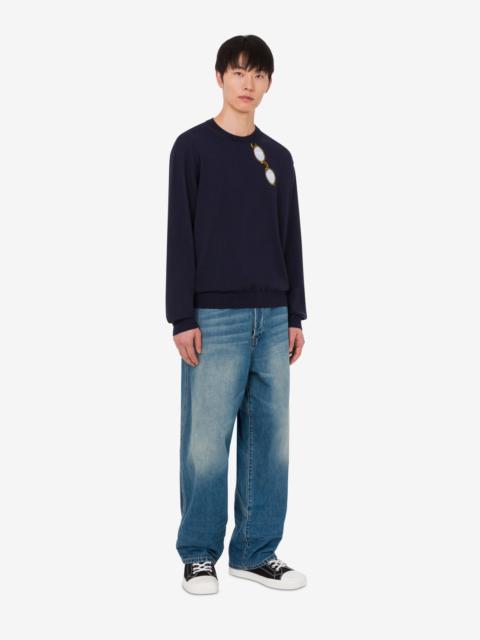 EXTRA-FINE MERINO WOOL PULLOVER WITH INTARSIA