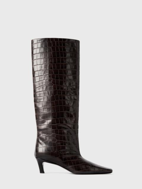 The Wide Shaft Boot dark brown croco