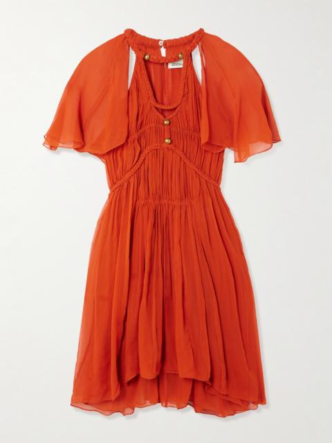 Randalia Embellished Cutout Printed Silk-crepon Mini Dress