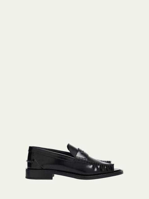 Leather Ruched Cutout Loafers