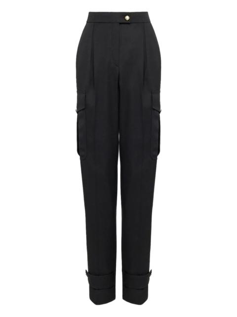high-waisted wool trousers