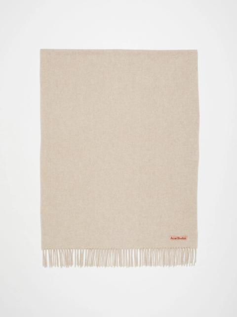 Fringe wool scarf - oversized - Oatmeal melange