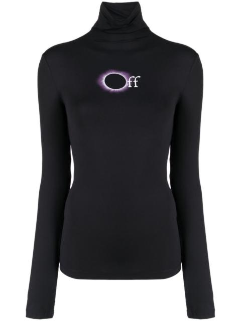 logo-print roll-neck top