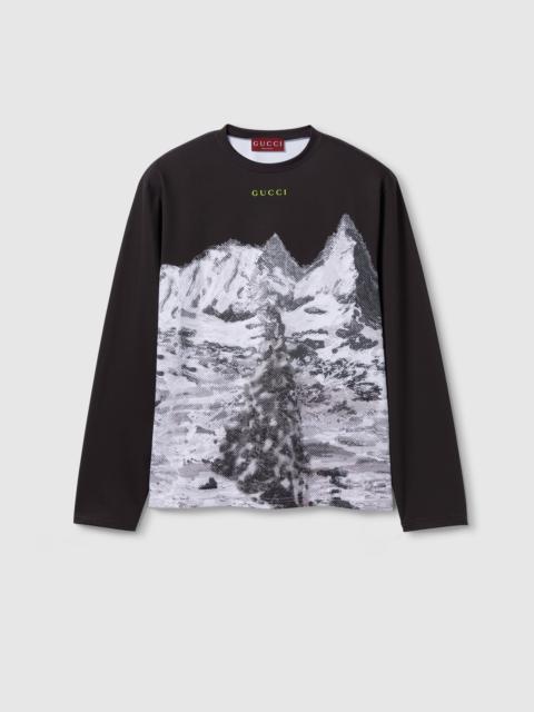 Printed technical cotton jersey T-shirt