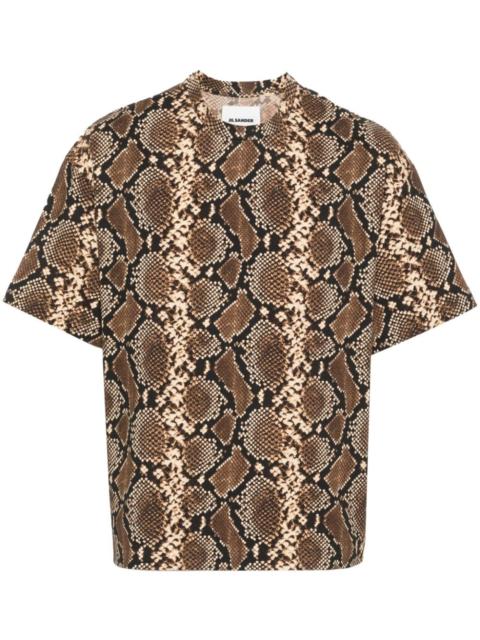 snake-print cotton T-shirt