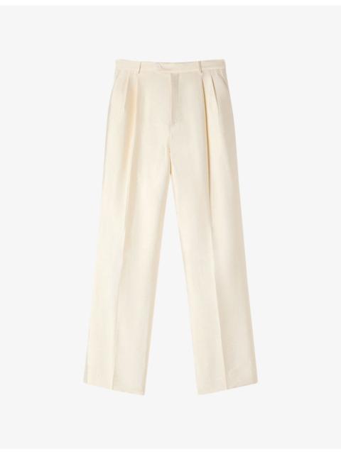 Straight-Leg High-Rise Satin Trousers