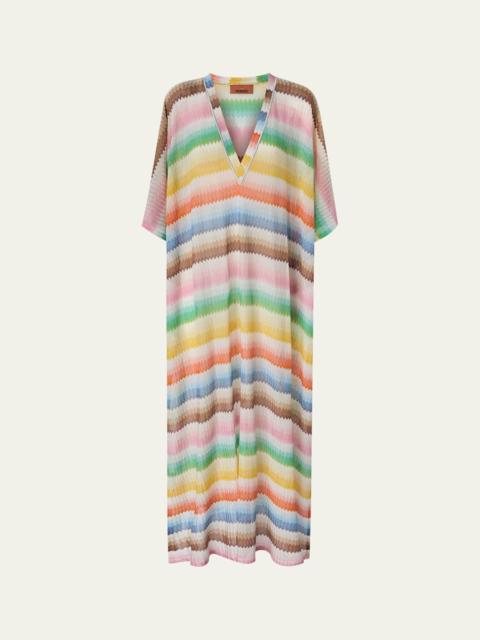 Zig Zag V-Neck Maxi Beach Dress