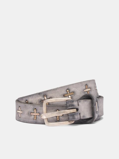 Gray '+' Staple Leather Belt