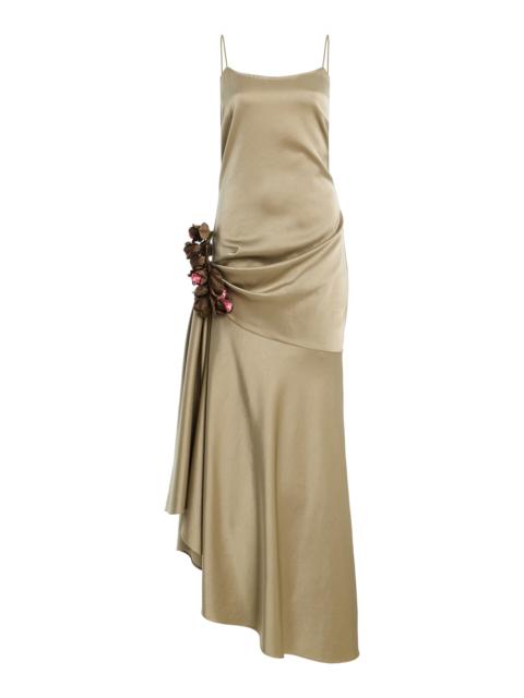 Exclusive Draped Satin Gown green