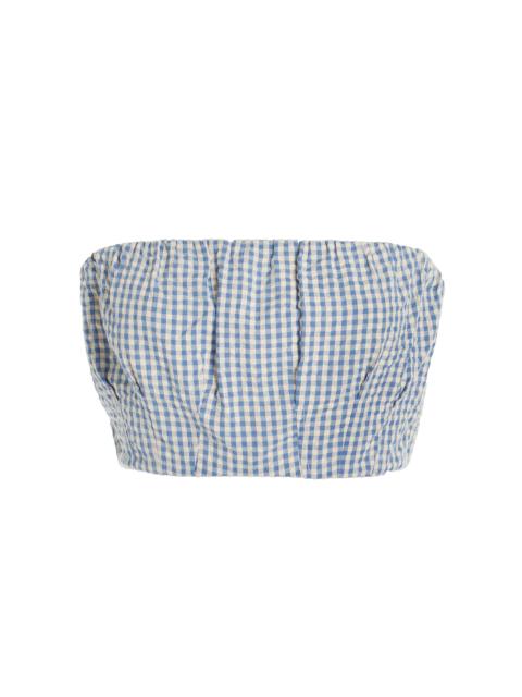 Mira Gingham Cotton Crop Top blue