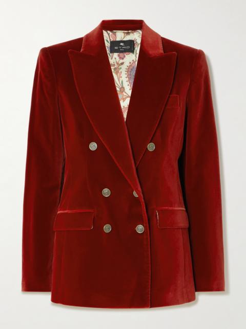 Double-breasted Cotton-blend Velvet Blazer